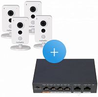 Nobelic Комплект из 4-х IP-камер NBLC-1110F-MSD и POE коммутатора NBLS-0604H